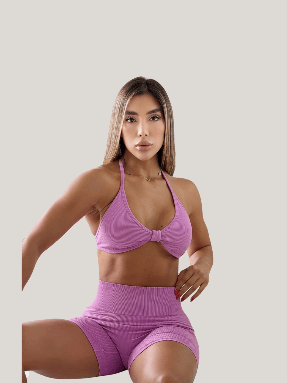SET TOP MOÑO LILA