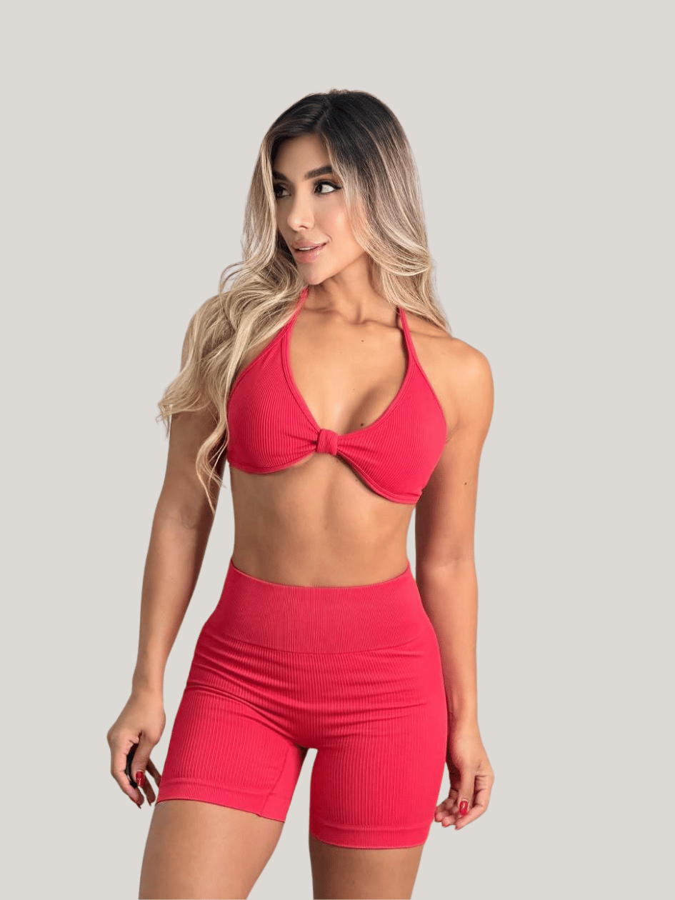 SET TOP MOÑO ROJO